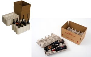 Most "approved" wine shippers have fiber or styrofoam bottle inserts